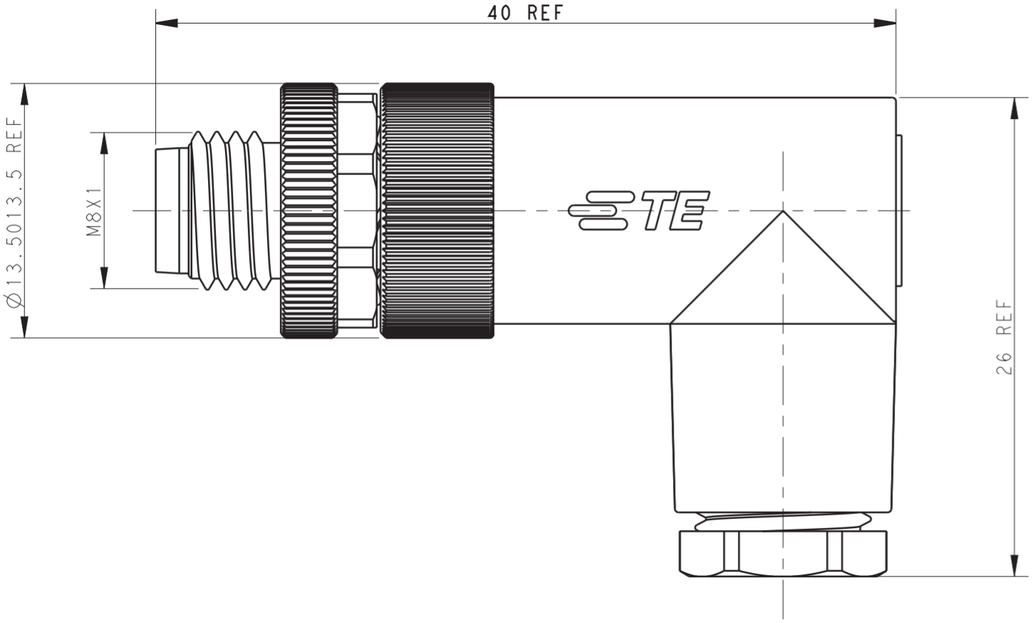 מחבר קונקטור לסנסורים זכר להלחמה לכבל TE CONNECTIVITY M8 T4013008041-000